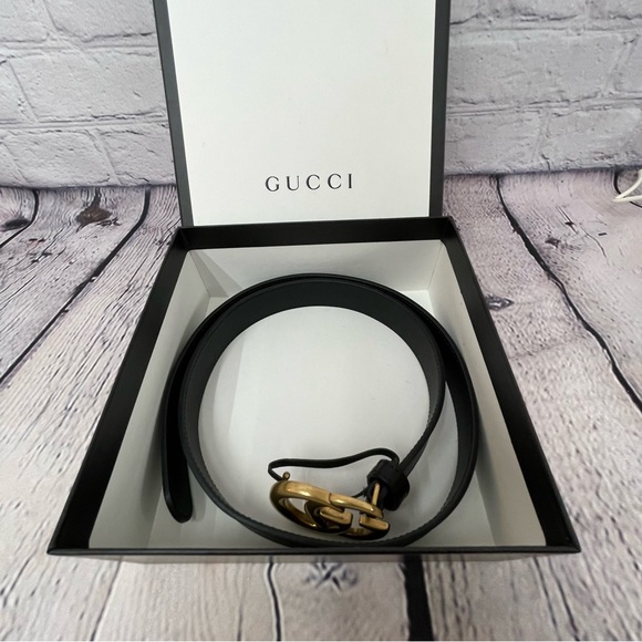 Gucci Marmont Unisex Black smooth Leather 1.25 inches Wide Belt, 39 in - Picture 2 of 6